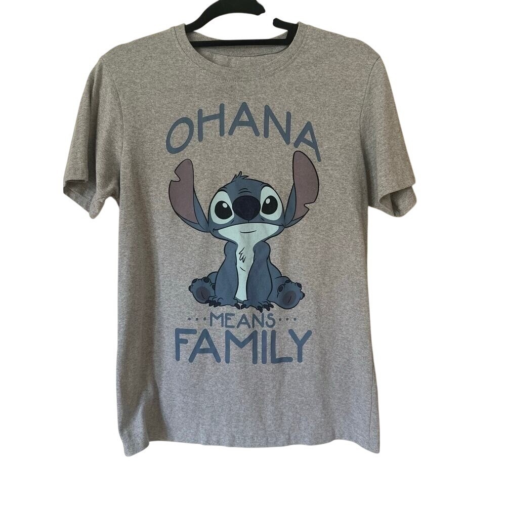Disney Lilo & Stitch "Ohana Means Family" Graphic T-Shirt Size Small | Gray‎